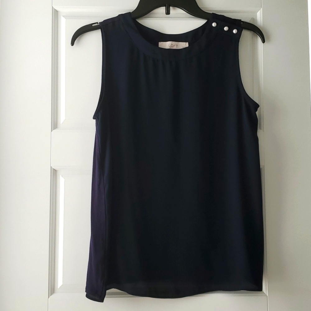 Loft Mixed Media Tank in Navy Blue (SP)